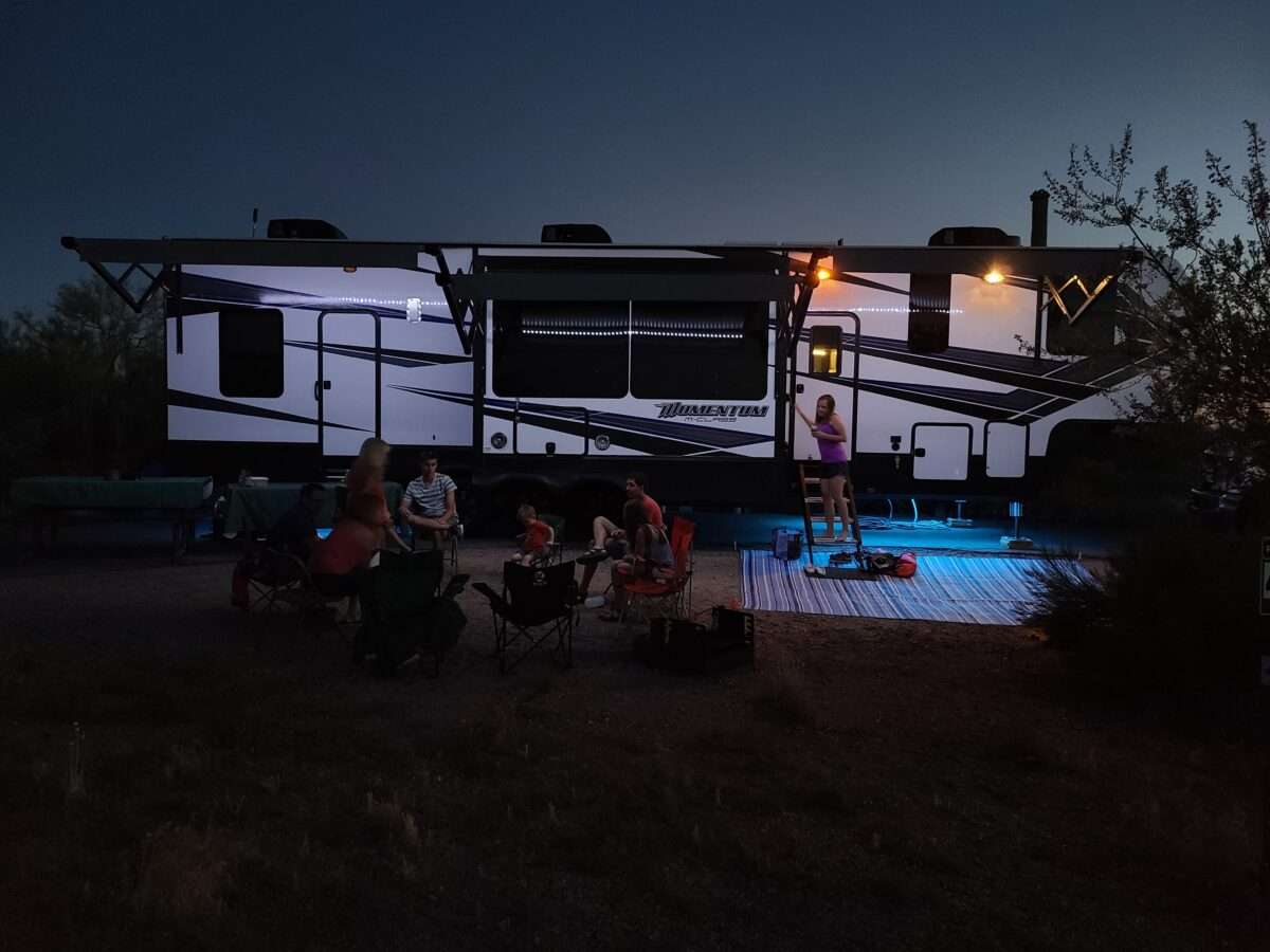 A family enjoying his camping in an RV site