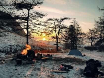 Doing hot tent camping in winter