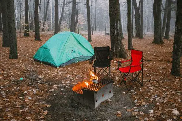 people after setting their camp and fire, going to enjoy