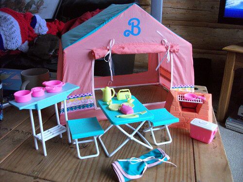 a view of the barbie tent camping set