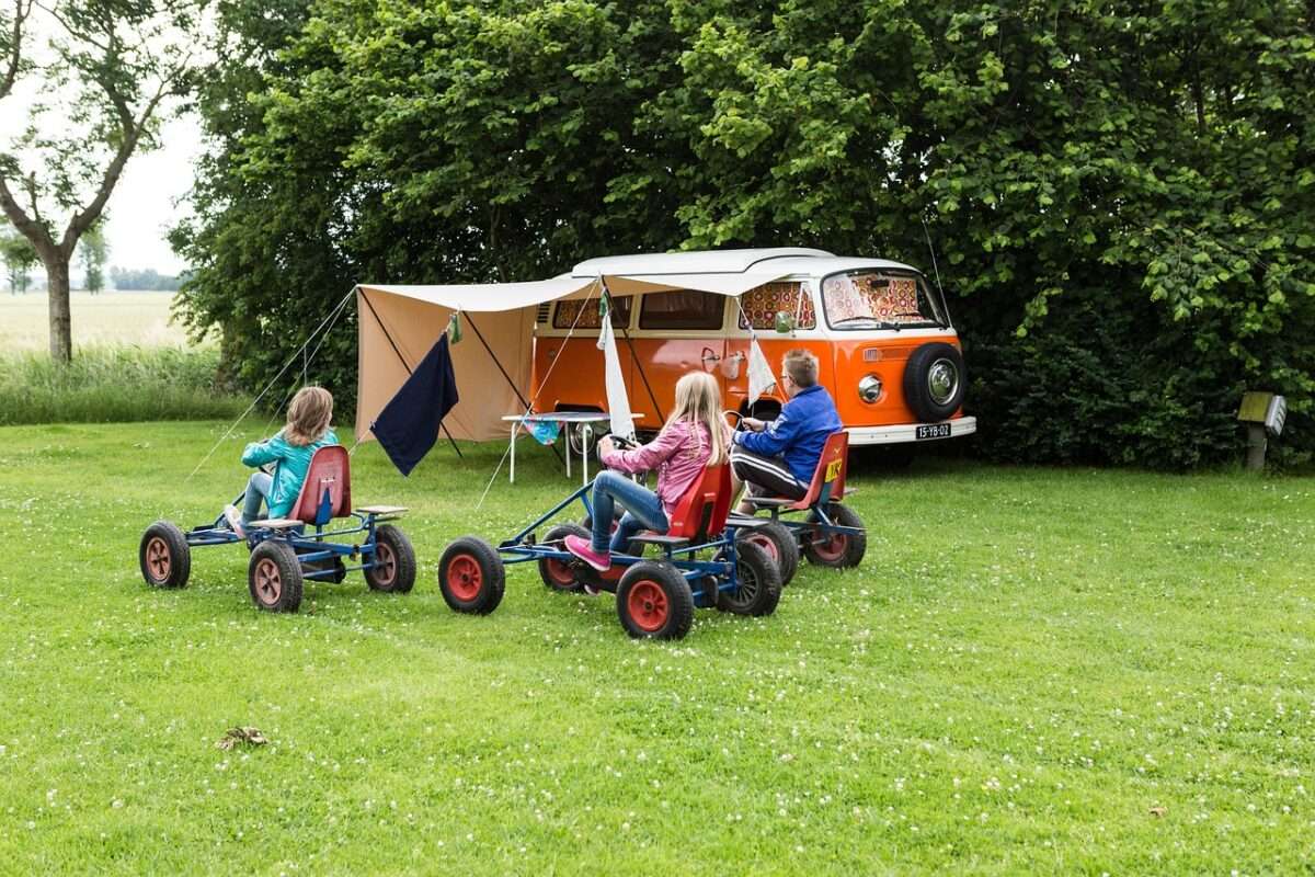 kids playing during camping