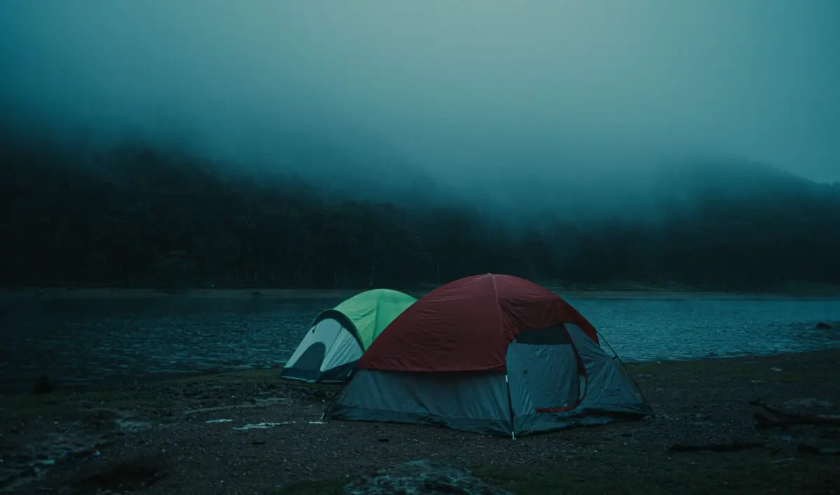 two tents in near the lake