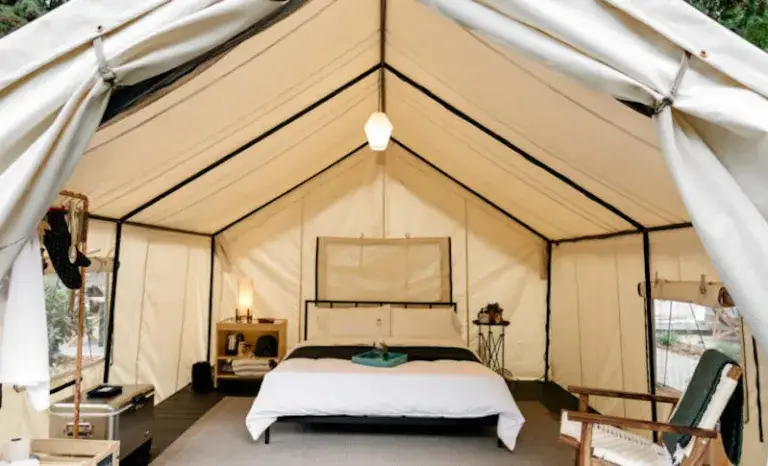 Inside of a mansion house tent