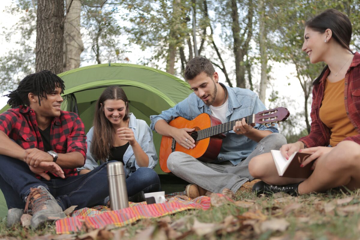 Safe tent camping in outdoors
