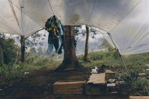 tent camping while in rain
