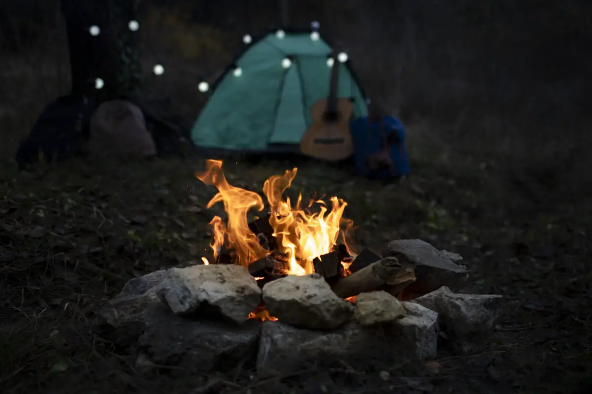 Bone fire with the world fire of camping