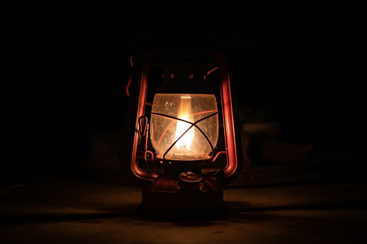 A lantern in the center of the camp