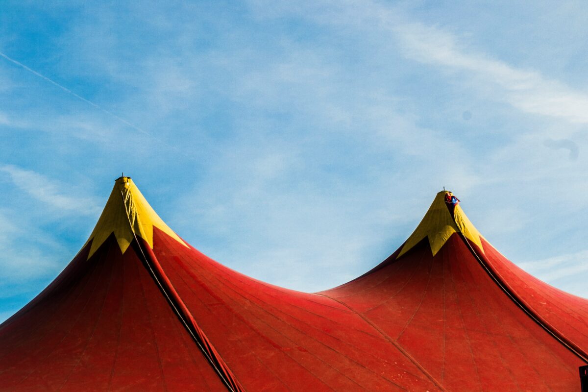 Close view of camping tents